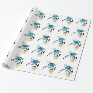 Klasse afstuderen school blauw cadeaupapier