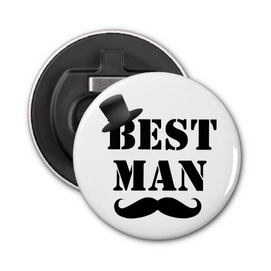 Klasse Best Man Snorhaar Hoed Button Flesopener (Voorkant)