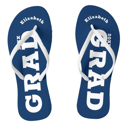 Klasse Blauw en wit Afstuderen Teenslippers (Voetbed)