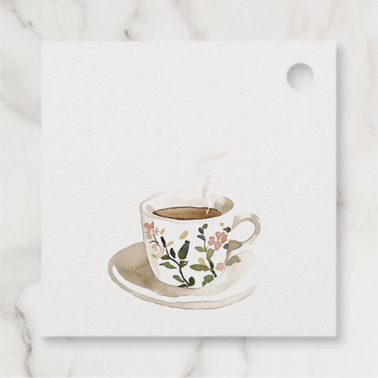 Klasse Bloemige Theekop Bruids-Shower Thee Feestje Bedankjes Labels (Achterkant)