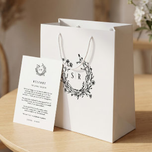 Klasse botanisch monogram trouw welkom gast medium cadeauzakje