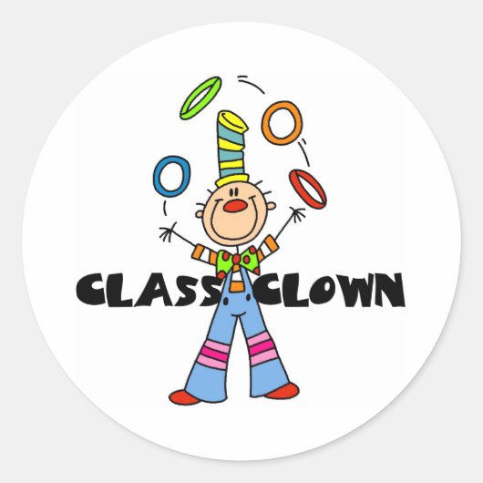 Klasse Clown Ronde Sticker (Voorkant)