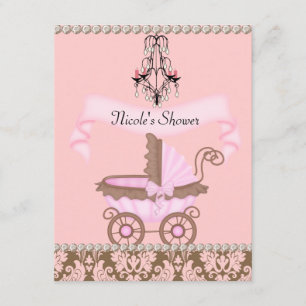 Klasse DAMAST MEISJE BABY SHOWER UITNODIGINGEN