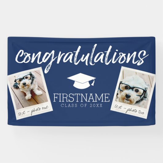 Klasse Elk jaar Afstuderen 2 Square Photo Collage Spandoek (Horizontaal)