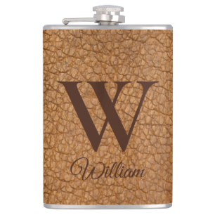 Klasse gemerkte initiaal bruine namaakleren fles heupfles