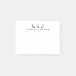 Klasse herten geweien paarse monogram post-it® notes