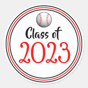 Klasse Jaar rood en zwart Afstuderen Ronde Sticker
