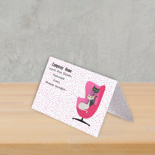 Klasse Katten Mid century Roze Stoel Stippen Visitekaartjes