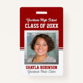 Klasse Reünie Rood en Wit Foto ID Badge (Voorkant)