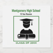 Klasse Reunion Black Green Custom Sparkling Wijnetiket (Enkel label)