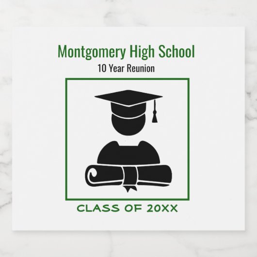 Klasse Reunion Black Green Custom Sparkling Wijnetiket (Enkel label)