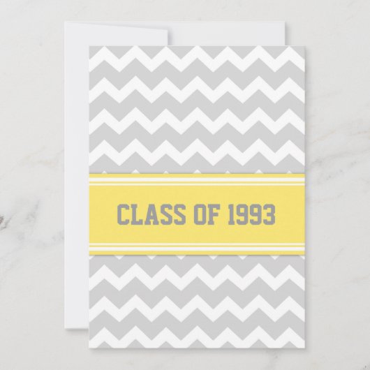Klasse Reunion Invitations Gray Lemon Chevron Kaart (Voorkant)