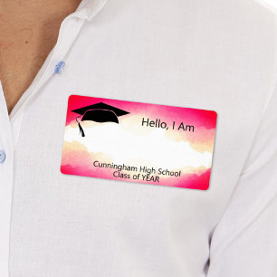 Klasse Reunion Red Waterverf Name Tag Etiket