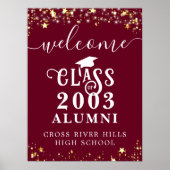 Klasse Reunion Welkom Maroon Gold Stars Custom Poster (Voorkant)