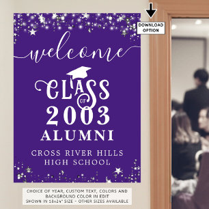 Klasse Reunion Welkom Paarse Zilveren Sterren Cust Poster
