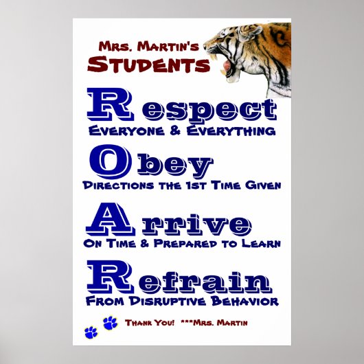 Klasse Richtlijnen/regels Poster (Voorkant)