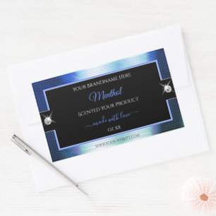 Klasse Royal Blue Black Brilliants Productlabel Rechthoekige Sticker