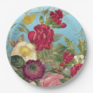 Klasse Rozen Red, Burgandy, Geel, Blauwgroen Backe Papieren Bordje