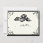 Klasse Shells Black en Cream - Ontvang uitnodigt Kaart (Achterkant)