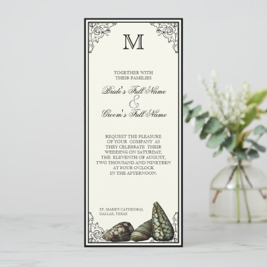 Klasse Shells Black en Cream - Weddenschap Kaart (Staand voorkant)