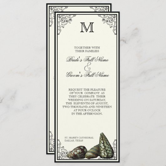 Klasse Shells Black en Cream - Weddenschap Kaart (Voorkant / Achterkant)