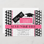 Klasse van 2011 Houndstooth & Roze Afstuderen Kaart (Voorkant / Achterkant)