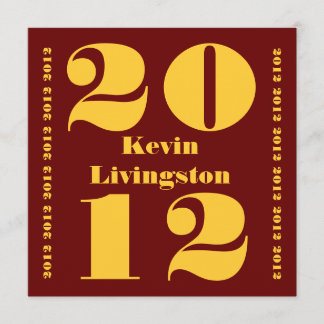 Klasse van 2012 Graduation Red Gold Square Invite Kaart