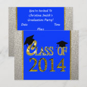 Klasse van 2014 Royal Blue Graduation Invitations Kaart (Voorkant / Achterkant)