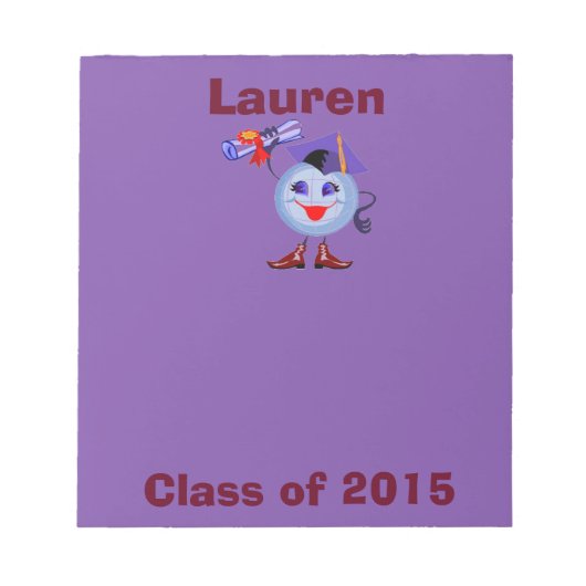 Klasse van 2015 Aangepast Afstuderen klein Paars N Notitieblok (Voorkant)