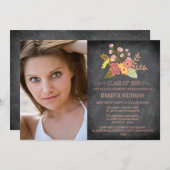 Klasse van 2015 Foto-afstuderen van floreel karton Kaart (Voorkant / Achterkant)