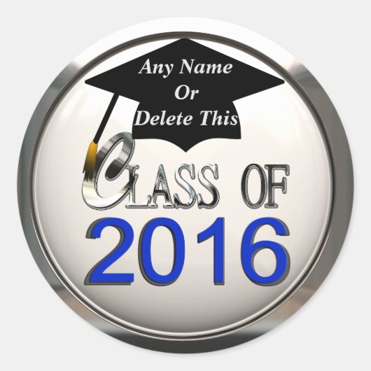 Klasse van 2016 Blue & Silver Afstuderen Stickers (Voorkant)