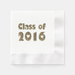 Klasse van 2016 Chic Gold Glitter Hearts Typografi Servetten