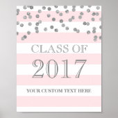 Klasse van 2017 Afstudeerder Sign Silver Confetti  Poster (Voorkant)