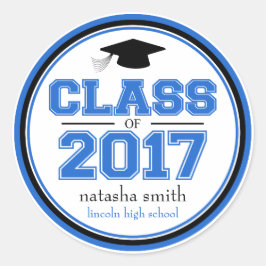Klasse van 2017 Afstuderen gunst (blauw / zwart) Ronde Sticker