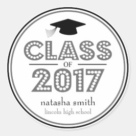 Klasse van 2017 Afstuderen gunst (grijs / zwart) Ronde Sticker