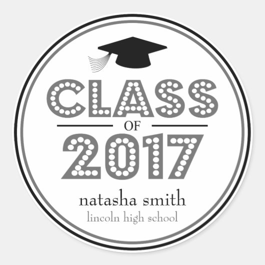 Klasse van 2017 Afstuderen gunst (grijs / zwart) Ronde Sticker (Voorkant)