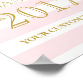 Klasse van 2017 Afstuderen Sign Gold Confetti Roze Poster (Hoek)