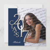 Klasse van 2017 Foto Afstuderen Blue Silver Kaart (Achterkant)