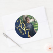 Klasse van 2017 Midnight Blue en Gold Afstuderen Ronde Sticker (Envelop)