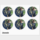Klasse van 2017 Midnight Blue en Gold Afstuderen Ronde Sticker (Vel)