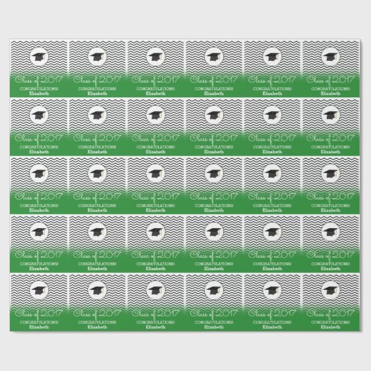 Klasse van 2017 Zigzag Green Personalized Afstuder Cadeaupapier (Vlak)