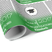 Klasse van 2017 Zigzag Green Personalized Afstuder Cadeaupapier (Rol Hoek)