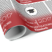 Klasse van 2017 Zigzag Red Persoonlijk Afstuderen Cadeaupapier (Rol Hoek)