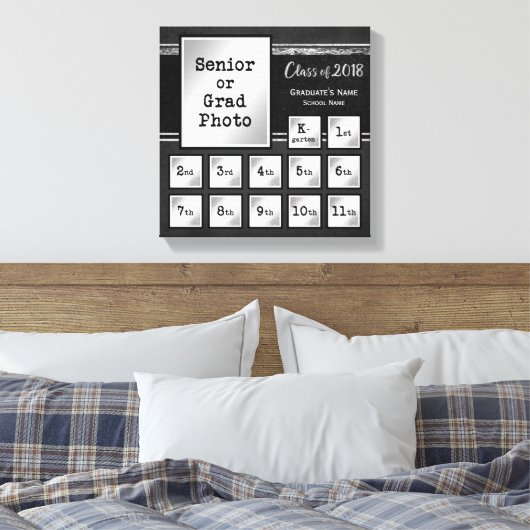 Klasse van 2018 K-12 Foto Keepsake Canvas Afdruk (Insitu (Slaapkamer))