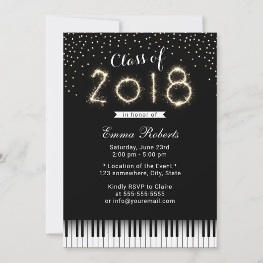 Klasse van 2018 Sparkler Music Graduation Party Kaart (Voorkant)
