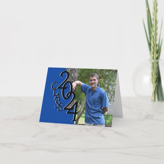 Klasse van 2019 Afstuderen Blauw Dank u Foto Bedankkaart (Voorkant)