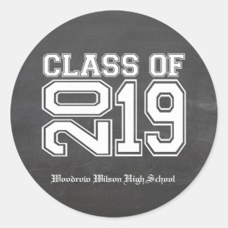 Klasse van 2019 Chalkboard Varsity Afstuderen Ronde Sticker
