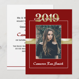 Klasse van 2019 Maroon & Gold Graduation Party Kaart