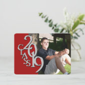 Klasse van 2019 Red Photo Afstuderen Invitation Kaart (Staand voorkant)