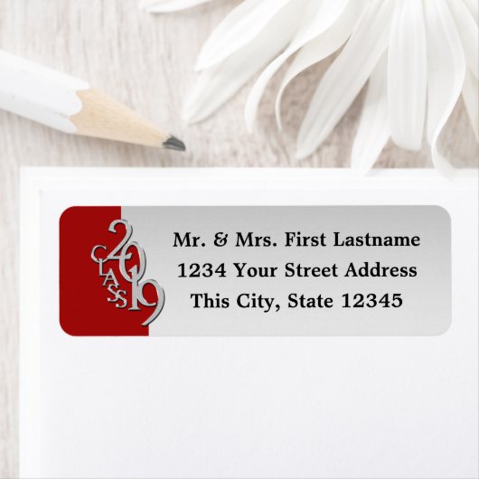 Klasse van 2019 Zilver en Rood Afstuderen Etiket (Insitu)